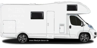 Wohnmobil Aufkleber Glück auf der Seite eines Campers