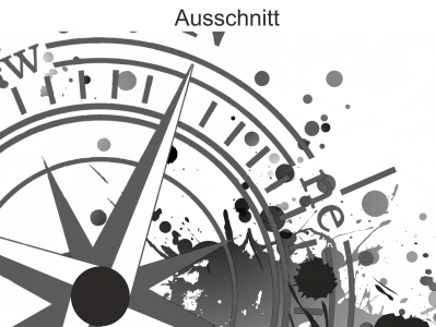 Wohnmobilaufkleber Kompass mit Farbklecksen - Ansicht Ausschnitt