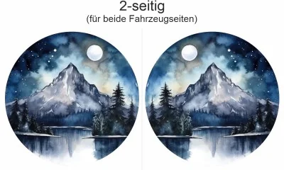 Aquarelles Alpenpanorama bei Nacht (in 3 Varianten erhältlich)