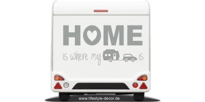 Spruch Home is where your camper is als Aufkleber für den Wohnwagen