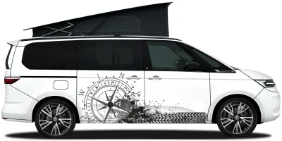 Wohnwagendekor Kompass mit Farbklecksen