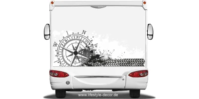 Wohnwagendekor Kompass mit Farbklecksen