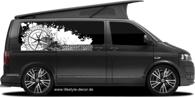 Wohnwagendekor Kompass mit Farbklecksen