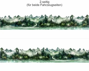 Wohnwagendekor Tannenwald Landschaft - Ansicht zweiseitig