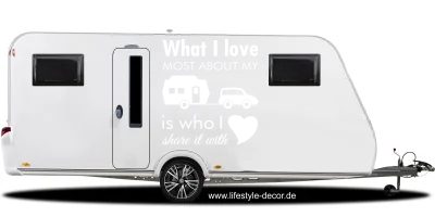 Aufkleber mit Spruch What I love für den Wohnwagen
