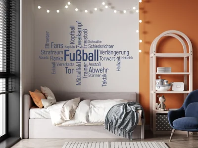 Wandtattoo Wortwolke Fussball